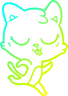 Bir insan tarafından çizilen çizgi film kedisinin soğuk çizgi çizimi