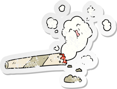 Bir insan tarafından çizilmiş sigara içen karikatür çıkartması.