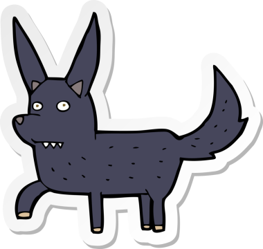 Bir insan tarafından çizilmiş vahşi bir köpeğin çıkartması.