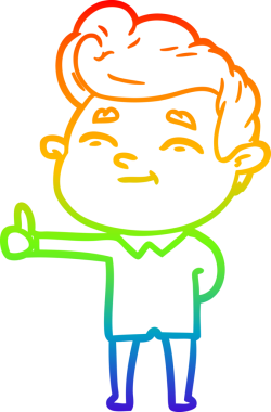 gökkuşağı gradyanı çizimi bir insan tarafından çizilmiş mutlu bir çizgi film adamı