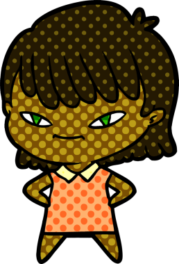 Bir insan tarafından çizilmiş karikatür kadın.