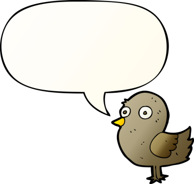 bir insan tarafından çizilmiş yumuşak eğimli konuşma baloncuklu çizgi film kuşu