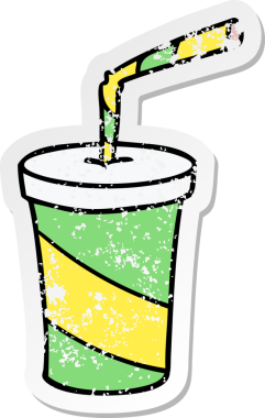 Bir insan tarafından çizilmiş el yazısı çizgi film çizimi fast food içeceği.