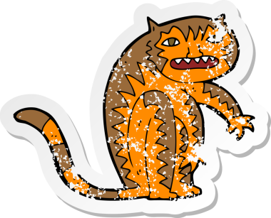 Bir insan tarafından çizilmiş karikatür kaplanının gerilimli çıkartması.