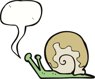 bir insan tarafından çizilmiş konuşma balonlu çizgi film salyangozu