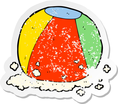 Bir insan tarafından çizilmiş karikatür plaj topunun gerilimli yapıştırması.