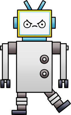 Bir insan tarafından çizilmiş bir robotun gölgelenmiş çizimi