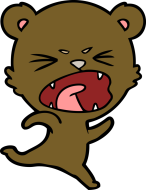 Bir insan tarafından çizilmiş kızgın çizgi film ayısı.