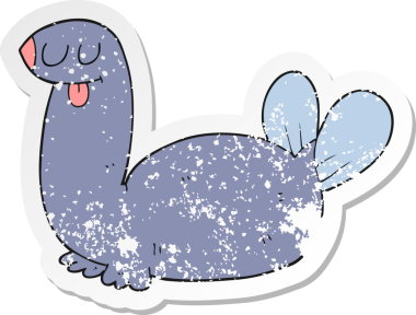 Bir insan tarafından çizilmiş bir karikatür mührünün gerilmiş yapıştırması.