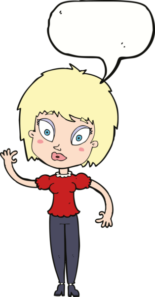 Bir insan tarafından çizilmiş konuşma balonu olan güzel bir kız.