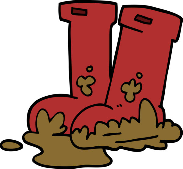 Bir insan tarafından çizilmiş çamurlu çizmeler.