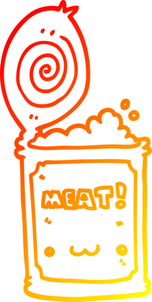 Bir insan tarafından çizilmiş konserve yiyeceğin sıcak çizgi çizimi