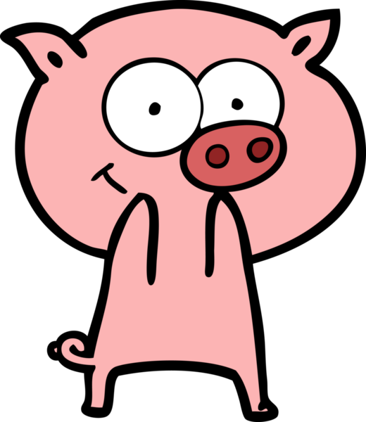 Bir insan tarafından çizilmiş neşeli domuz çizgi filmi.