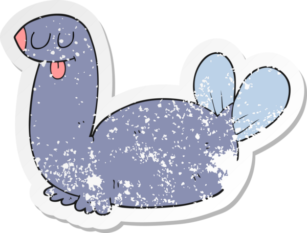 Bir insan tarafından çizilmiş bir karikatür mührünün gerilmiş yapıştırması.