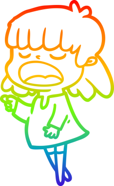 Gökkuşağı gradyan çizgi çizimi Bir insan tarafından yüksek sesle çizilen bir kadın karikatürü