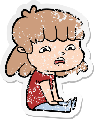 Bir insan tarafından çizilmiş endişeli bir karikatür çıkartması.