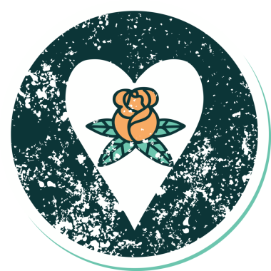 Bir insan tarafından çizilmiş kalp ve çiçeklerin sembolik depresif dövme şekli