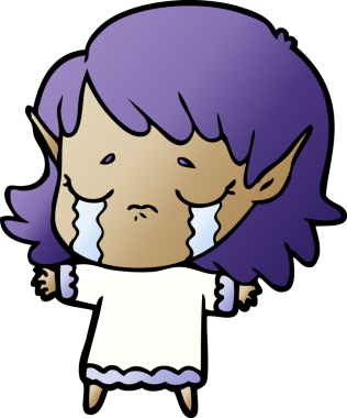 Bir insan tarafından çizilmiş ağlayan elf kızı.