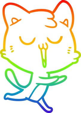 gökkuşağı gradyan çizgi çizimi bir insan tarafından çizilmiş bir çizgi film kedisi