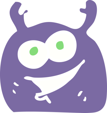 Bir insan tarafından çizilmiş küçük bir uzaylının düz renk çizimi