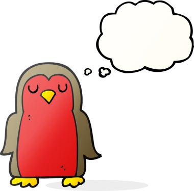 Bir insan tarafından çizilmiş serbest çizim balon karikatür noel robini.