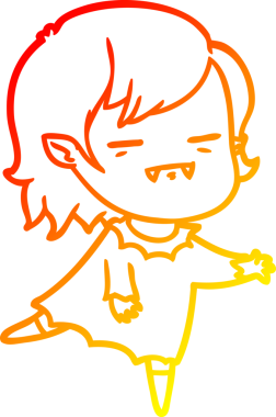 Bir insan tarafından çizilmiş ölümsüz vampir bir kızın sıcak çizgi çizimi