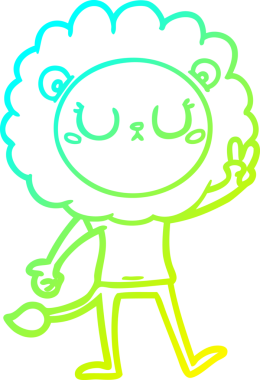 Bir karikatür aslanının insan tarafından çizilmiş tabela çizimi.