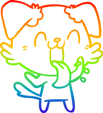 Gökkuşağı gradyan çizgi çizimi Bir insan tarafından çizilmiş nefes nefese bir köpek