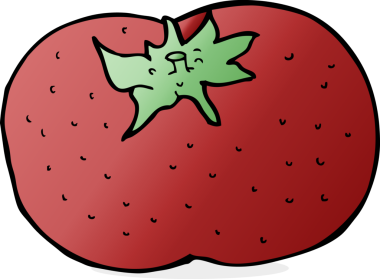 Bir insan tarafından çizilmiş domates çizgi filmi.