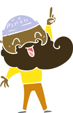 Bir insan tarafından çizilmiş harika bir fikri olan mutlu sakallı adam.