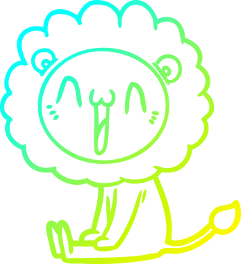 Bir insan tarafından çizilmiş mutlu çizgi film aslanı çizimi.