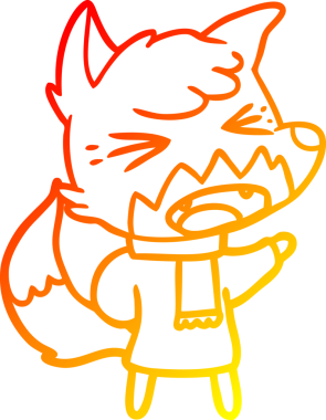 Bir insan tarafından çizilmiş kızgın bir tilkinin sıcak çizgi çizimi