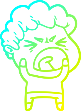 Bir insan tarafından çizilmiş öfkeli bir çizgi film karakteri.