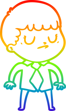 Gökkuşağı gradyan çizgi çizimi bir insan tarafından çizilmiş huysuz bir çocuk