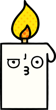 Bir insan tarafından çizilmiş çizgi roman tarzı yanan mum.