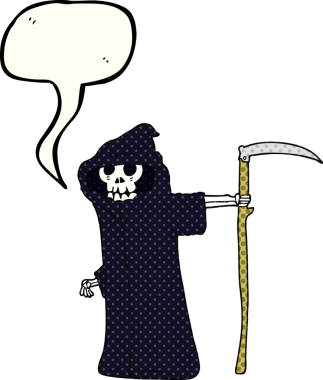 Bir insan tarafından çizilen serbest çizilmiş çizgi roman konuşma balonu karikatürü ölümü