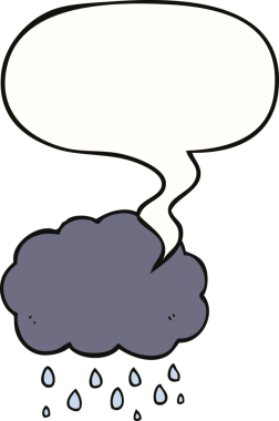 Bir insan tarafından çizilmiş konuşma baloncuğuyla yağmur yağıyor.