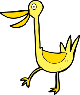 Bir insan tarafından çizilmiş komik çizgi film ördeği