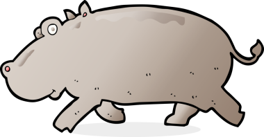 Bir insan tarafından çizilmiş su aygırı çizgi filmi.