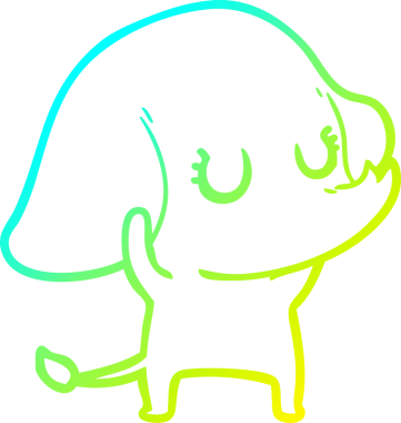 Bir insan tarafından çizilmiş şirin bir filin soğuk gradyan çizgisi