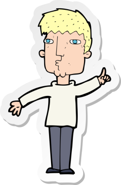 Bir insan tarafından çizilmiş bir çizgi film karakterinin çıkartması.