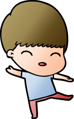 Bir insan tarafından çizilmiş mutlu çizgi film çocuğu.