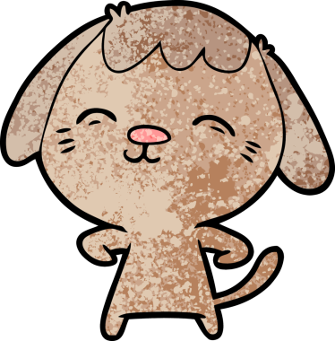 Bir insan tarafından çizilmiş mutlu çizgi film köpeği.