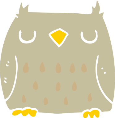 Sevimli düz renkli çizgi film baykuşu bir insan tarafından çizildi