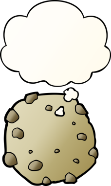 Bir insan tarafından çizilmiş yumuşak eğimli düşünce baloncuklu çizgi film kurabiyesi.