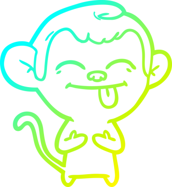 Bir insan tarafından çizilmiş komik bir çizgi maymunun soğuk eğim çizgisi.