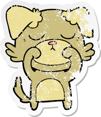 Bir insan tarafından çizilmiş şirin bir köpeğin sıkıntılı çıkartması.