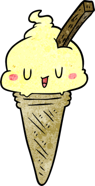 Bir insan tarafından çizilmiş tatlı çizgi film dondurması.