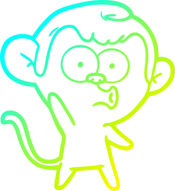 Bir insan tarafından çizilen korna çalan bir maymunun soğuk çizgi çizimi.