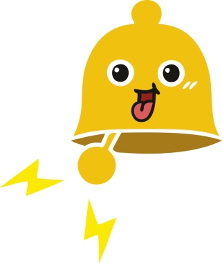 Bir insan tarafından çizilmiş çalan çanın düz renkli retro karikatürü